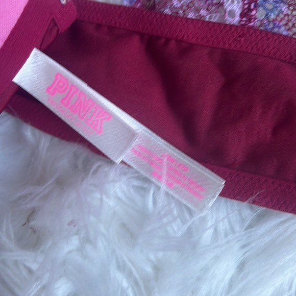 PINK BY VICTORIA SECRET Date push Up Racerback front clasp floral lace 32DD - Picture 8 of 11